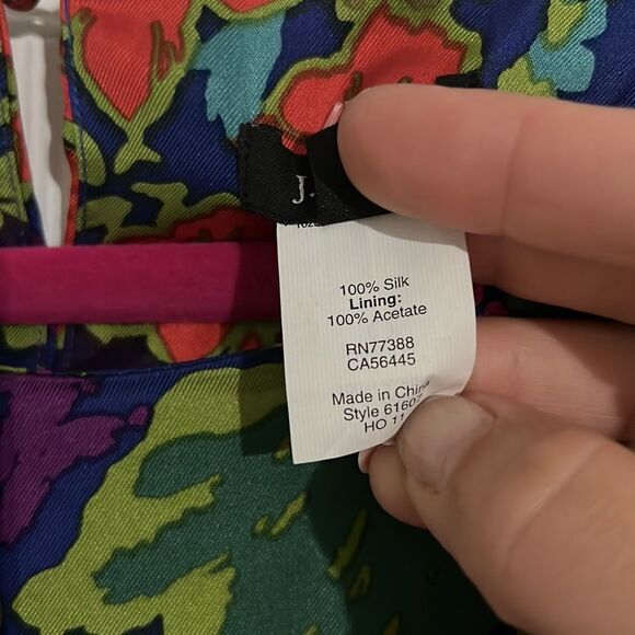 J crew 100% silk mini dress multicolored flowered Sz. 0 - Picture 4 of 11